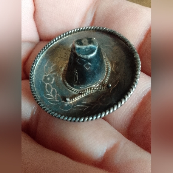 1940s Mexican Sterling Silver  Sombrero Pin  - Picture 1 of 9